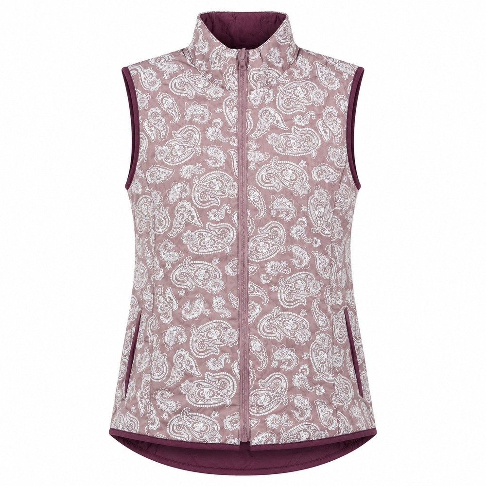 Bit & Bridle Paisley Quilted Vest XL mauve cottage outerwear Coat equestrian‎